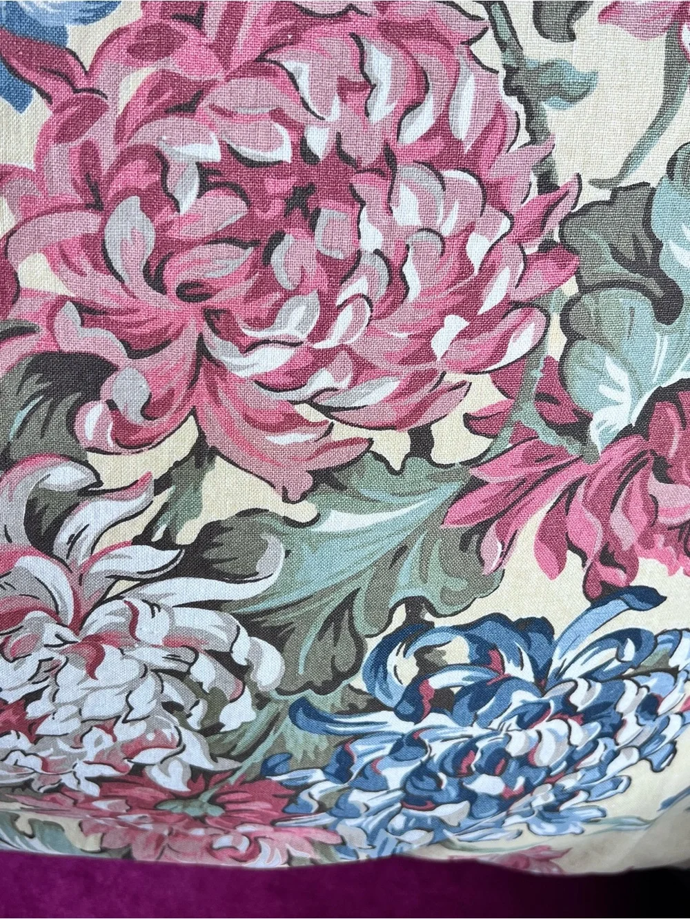 Pottery Barn Floral 24” Square Euro Pillow Cover LINEN COTTON blue pink yellow